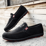 Comfortable Men's Slip-On Casual Loafers - Stylish Black-Red Nylon Design