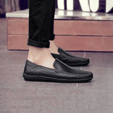 Men's Classic Black Synthetic Leather Loafers Oxfords - Versatile Slip-On Shoes