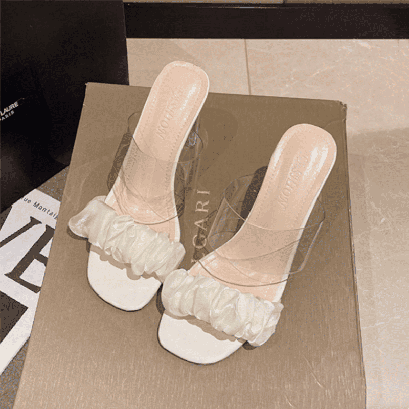 Elegant Transparent Block Heel Sandals for Women - Stylish Dress Wedding Shoes