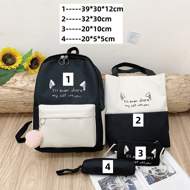 Stylish 4-Piece Nylon Handbag Set: Backpack, Tote, Crossbody, Clutch, Wallet