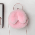 Charming Plush Rabbit Ear Crossbody Bag for Women - Soft Wool Handbag