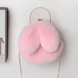 Charming Plush Rabbit Ear Crossbody Bag for Women - Soft Wool Handbag
