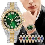 JC Luxury Men's Iced Out Hip Hop Quartz Watch Roman Scale