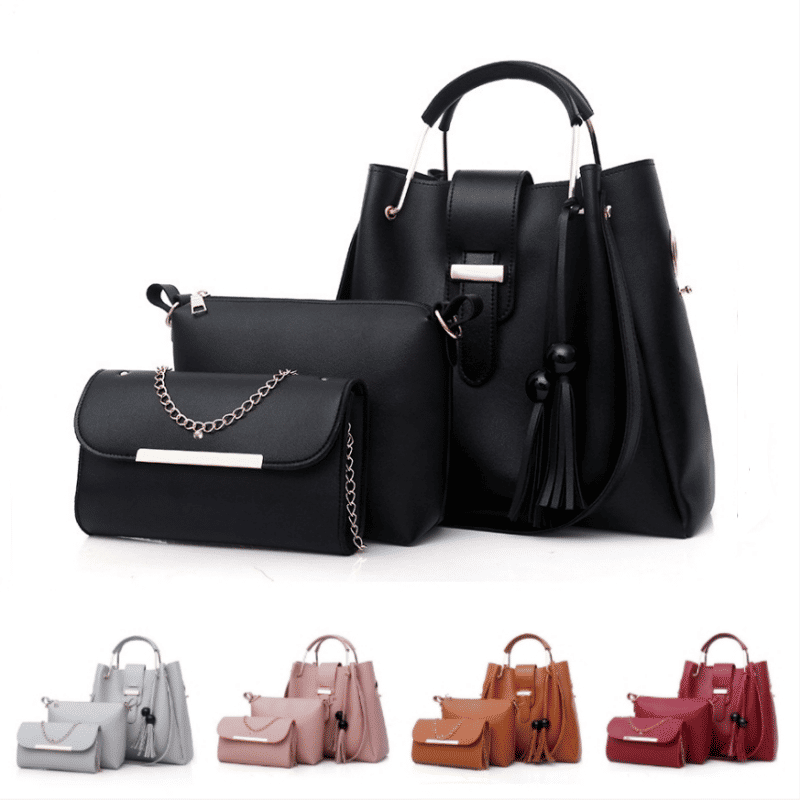 Stylish 3-Piece Women's Handbag Set: Tote, Crossbody, Purse for Ladies