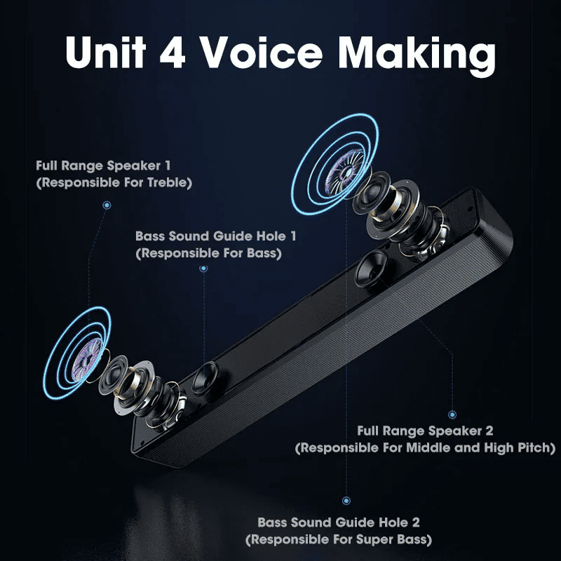 Powerful 4D Surround Bluetooth Soundbar for TV, Computer, Home Theater Stereo