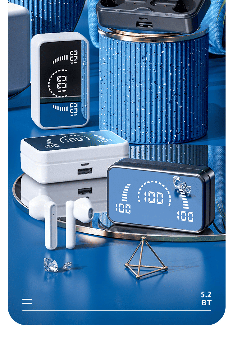 VEDO S20 Wireless TWS Bluetooth 5.1 Earbuds: Digital Display, Sport Hanging, Touch Control, Waterproof