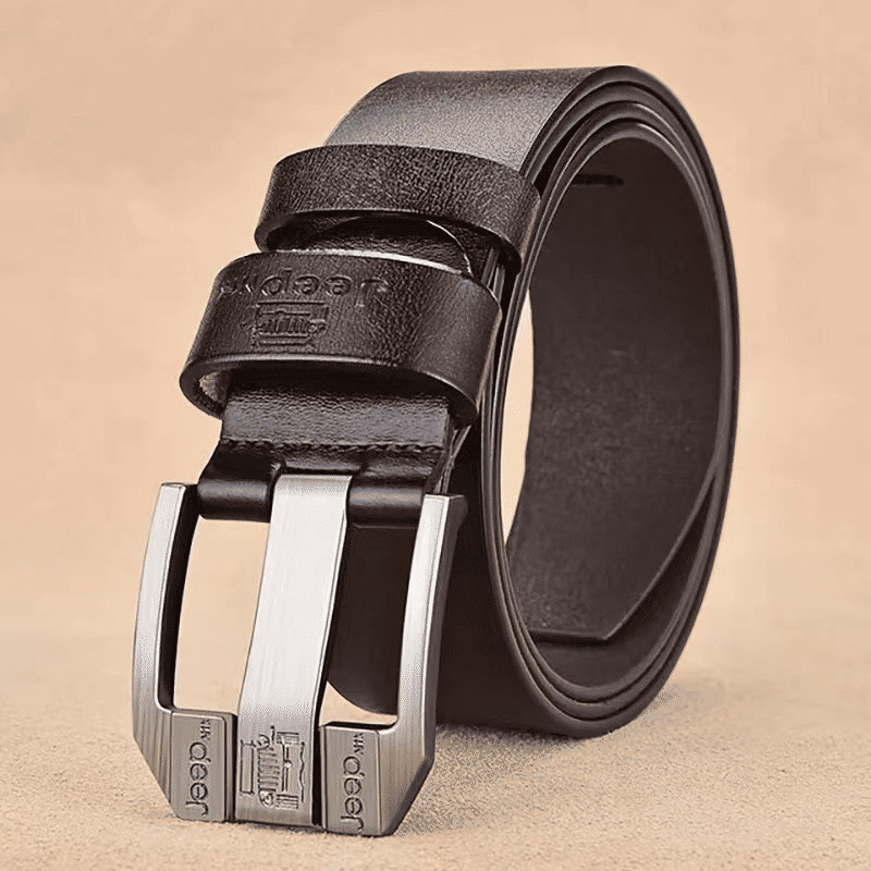 Stylish Men's PU Leather Belt, Black Buckle, Casual & Business Wear