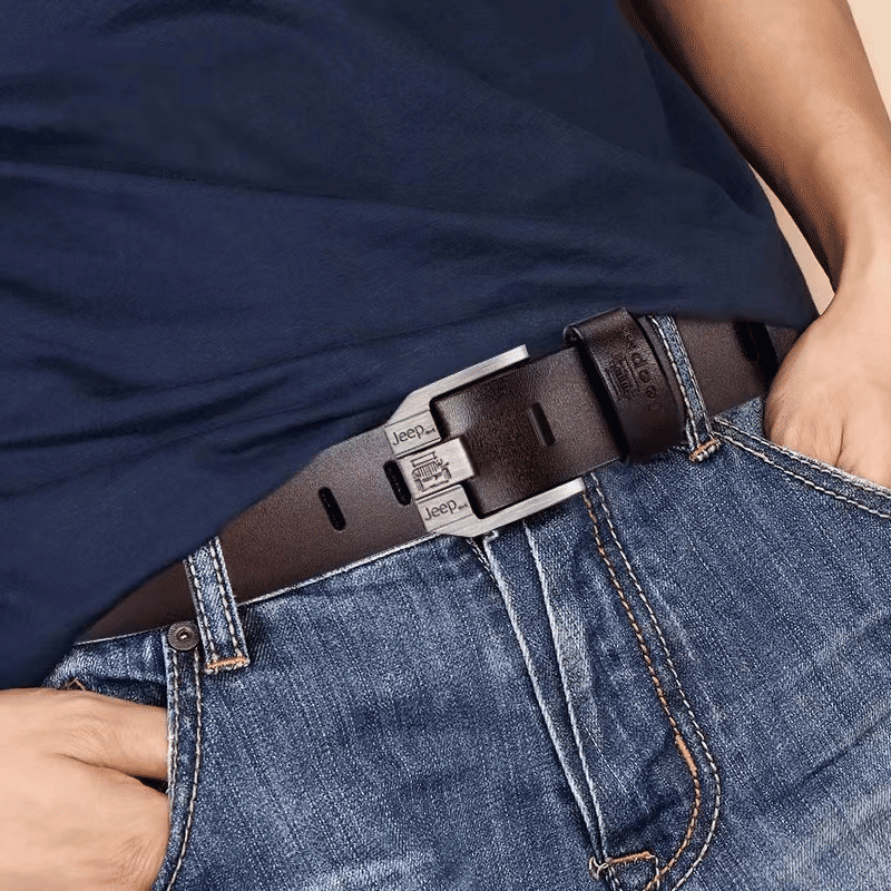 Stylish Men's PU Leather Belt, Black Buckle, Casual & Business Wear