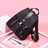Fashion Women's PU Leather Backpack Handbag - Flat Bottom School & Travel Bag