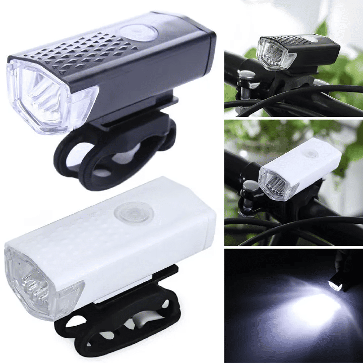 USB Rechargeable LED Bike Light Set 2-in-1 Front Rear Headlight Flashlight for Cycling