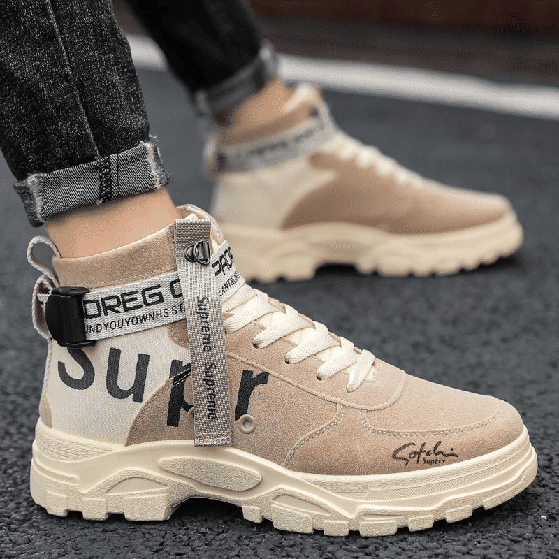 SXCHEN Men's High-Top Martin Boots Trendy Fashion Sneakers Outdoor Trave Shoes