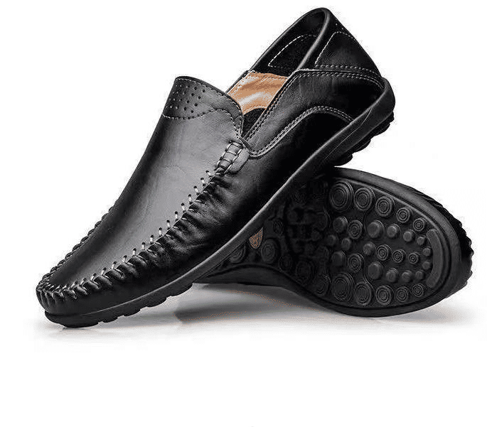 SXCHEN Men's Breathable Slip-On Leather Loafers: Soft Bottom Casual Driving Shoes