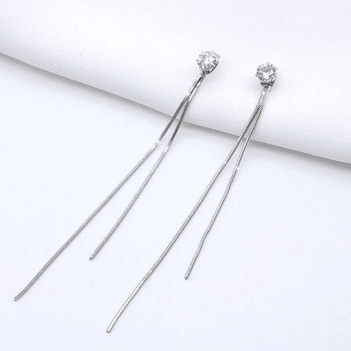 Elegant Long Crystal Tassel Dangle Earrings for Women: Wedding & Valentine's Jewelry
