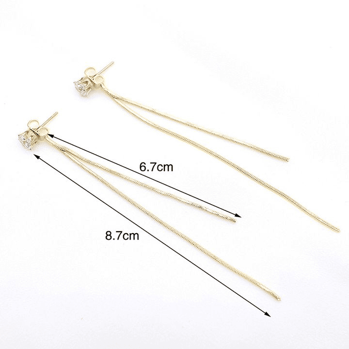 Elegant Long Crystal Tassel Dangle Earrings for Women: Wedding, Gift, Fashion