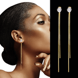 Sparkling Long Crystal Tassel Dangle Earrings for Women - Elegant Wedding & Gift Jewelry