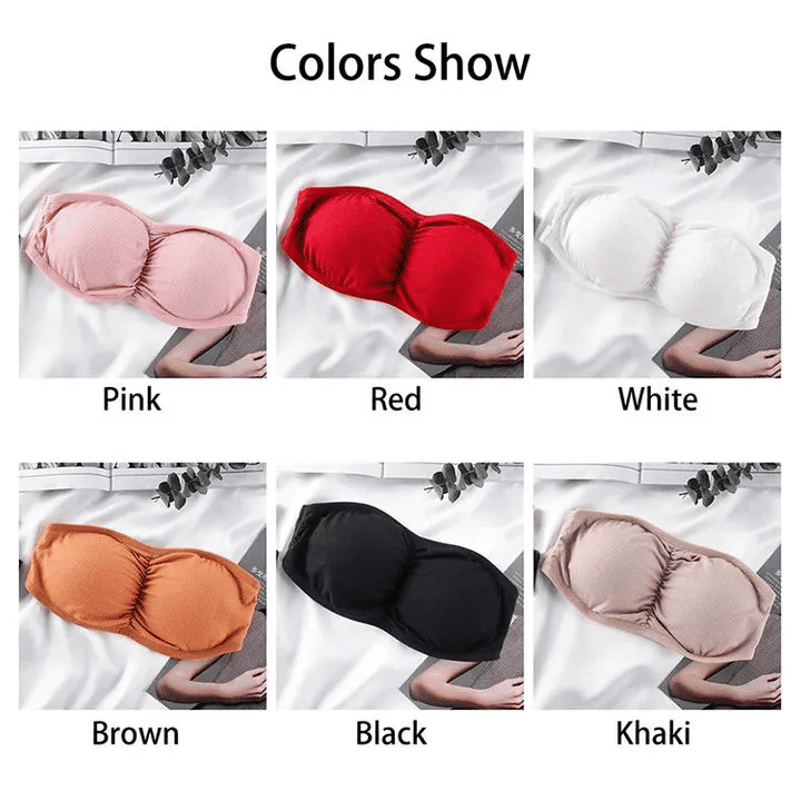 Women's Strapless Ruched Push-Up Bra: Padded, Backless, Wireless Bralette Lingerie