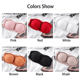 Women's Strapless Ruched Push-Up Bra: Padded, Backless, Wireless Bralette Lingerie