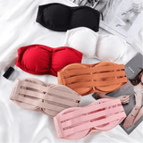 Women's Strapless Ruched Push-Up Bra: Padded, Backless, Wireless Bralette Lingerie