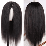 Luxurious 26-Inch Kinky Straight Synthetic Black Wig for Women - Natural Smooth Look