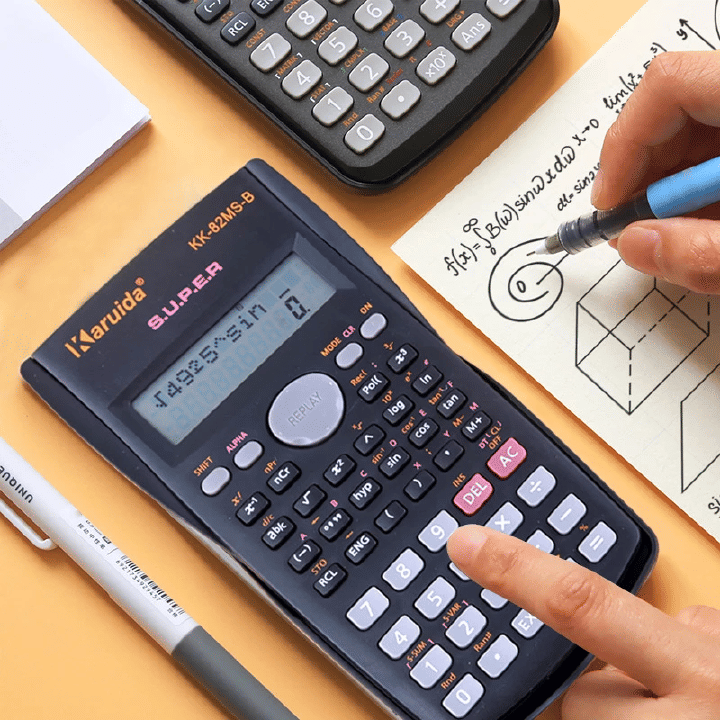 Portable Scientific Calculator 12 Digits Display School Office Stationery Multifunction Tool 82MS Black