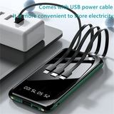 10000mAh Portable Power Bank | Built-in 4 Cables, LED Display, USB-C for All Devices