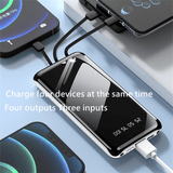 10000mAh Portable Power Bank | Built-in 4 Cables, LED Display, USB-C for All Devices