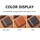 Premium Men's Short Leather Wallet - Credit ID Card Holder Billfold Purse
