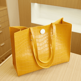 Elegant Black Croc-Patterned Women's Shoulder Tote Bag - Fashionable PU Leather Handbag