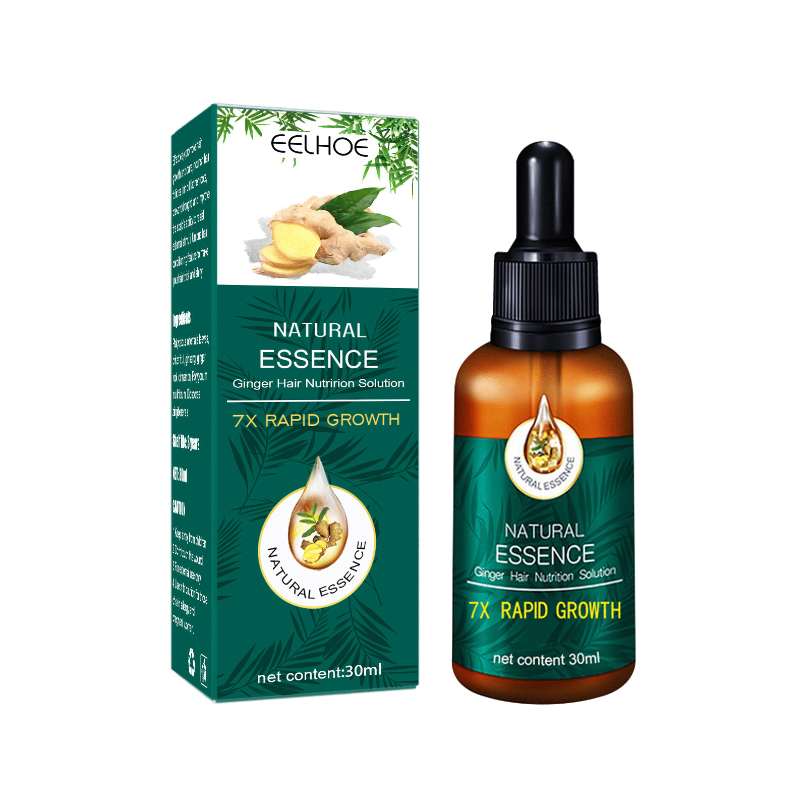 Advanced Ginger Hair Growth Oil Serum: Prevents Loss, Strengthens, Nourishes, Revitalizes Scalp