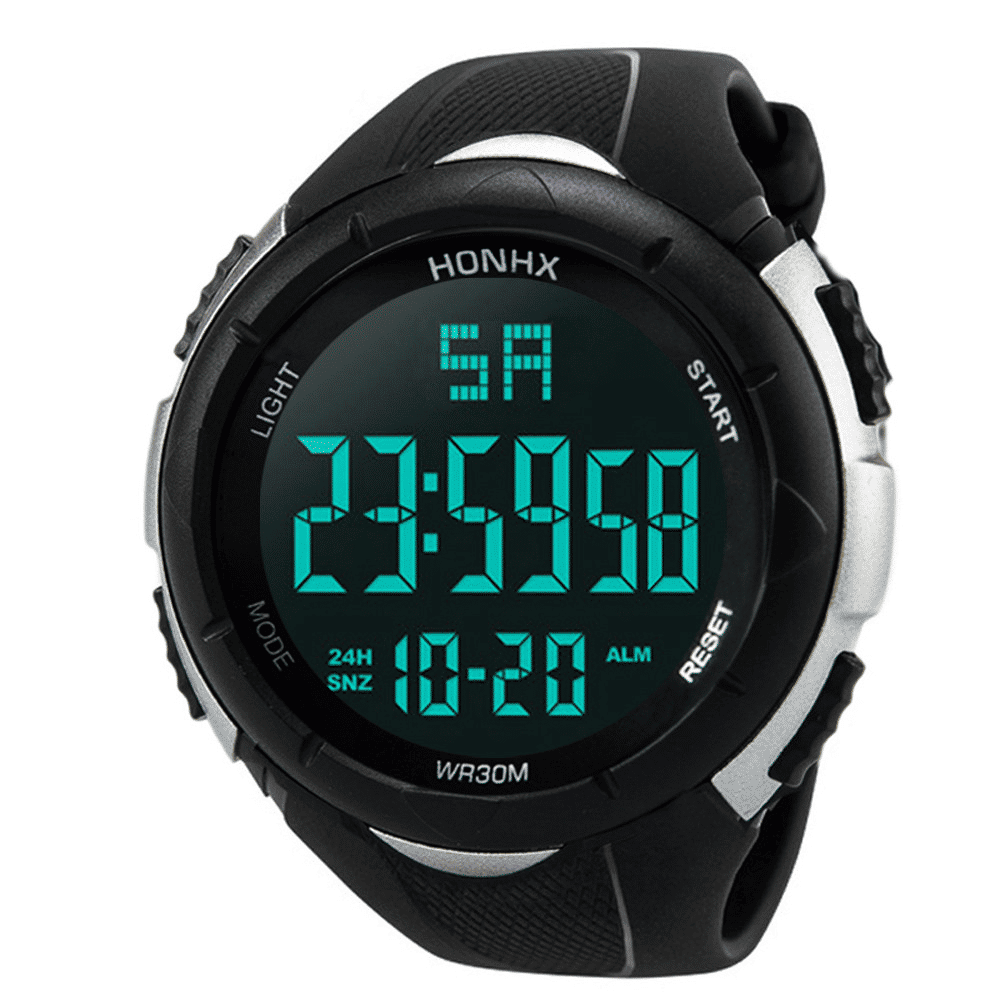 Men's Military Sports Watch Analog Digital LED Waterproof Rubber Strap Black