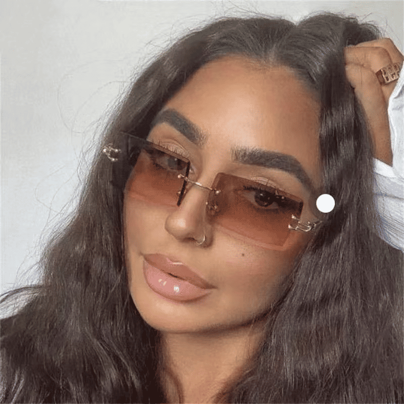 Fashionable Rimless Rectangle Sunglasses - Small Square Shades for Men & Women
