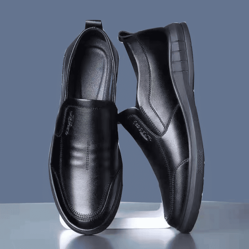 Men's High-Quality Black Leather Loafers: Fashionable Business Casual Driving Shoes