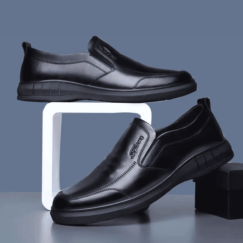 Men's High-Quality Black Leather Loafers: Fashionable Business Casual Driving Shoes