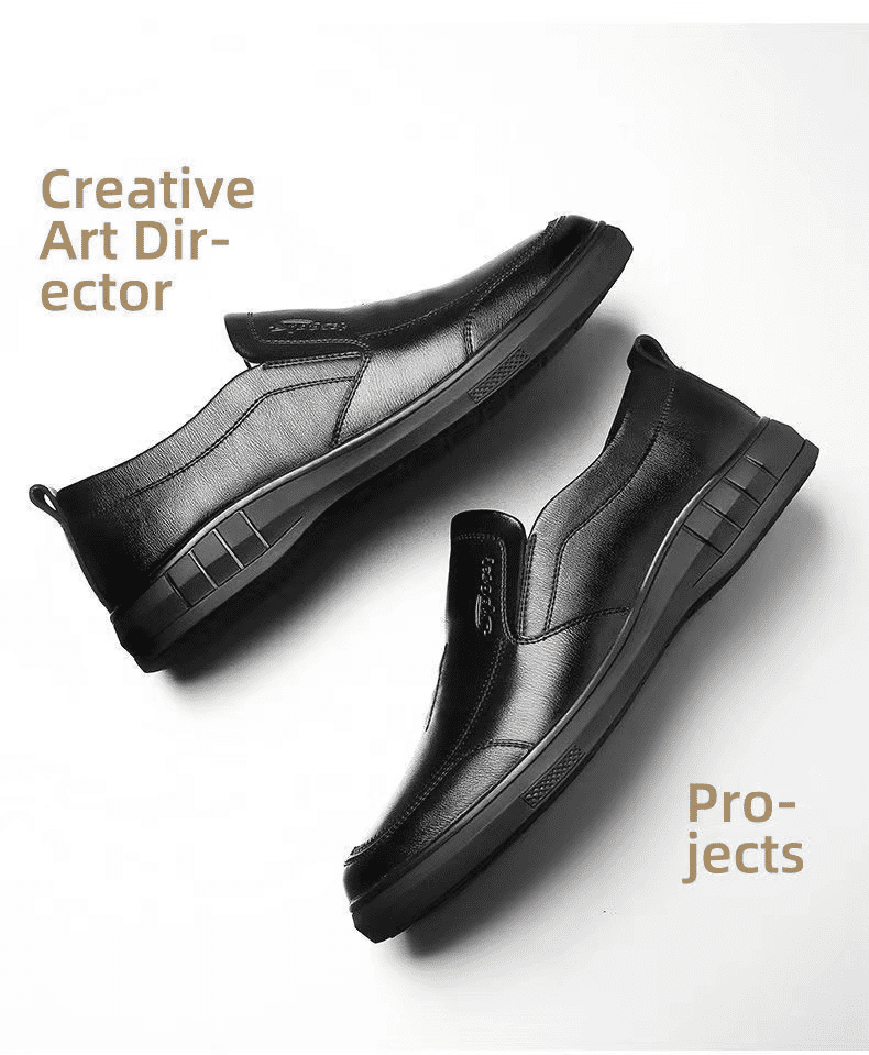 Men's High-Quality Black Leather Loafers: Fashionable Business Casual Driving Shoes