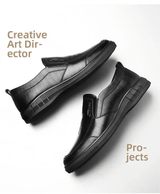 Men's High-Quality Black Leather Loafers: Fashionable Business Casual Driving Shoes
