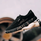 Men's Stylish Canvas Board Shoes - Black & Gold High-Quality Sneakers