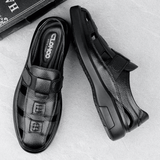 Brave Shop Men's Classic Oxford Sandals: Comfortable Casual Slip-On Loafers, Black