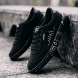 Men's Stylish Canvas Board Shoes - Black & Gold High-Quality Sneakers