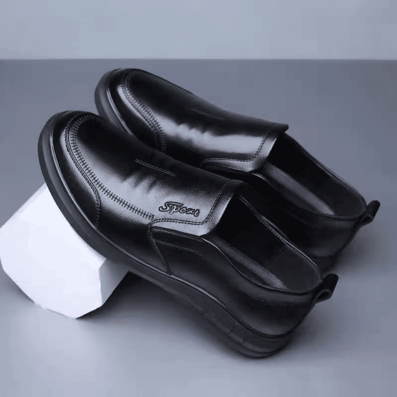 Men's High-Quality Black Leather Loafers: Fashionable Business Casual Driving Shoes