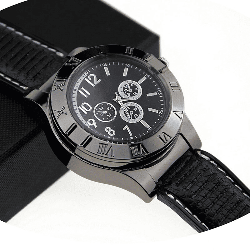 Men's Military USB Rechargeable Flameless Lighter Watch Windproof