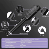 2-in-1 Electric Hair Straightener Hot Comb Brush Dual-Use Styling Rod