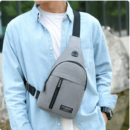 Men's Solid Color Casual Chest Bag - Outdoor Crossbody Sling Pack