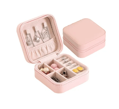 Portable PU Leather Mini Travel Jewelry Organizer for Rings, Earrings, Necklaces