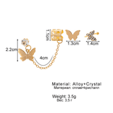 WOW Gold Electroplated Butterfly Tassel Ear Cuff Set for Women (5-Piece)