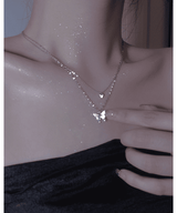 Elegant Butterfly Double-Layer Silver Necklace for Women - Fashion Accessory Gift