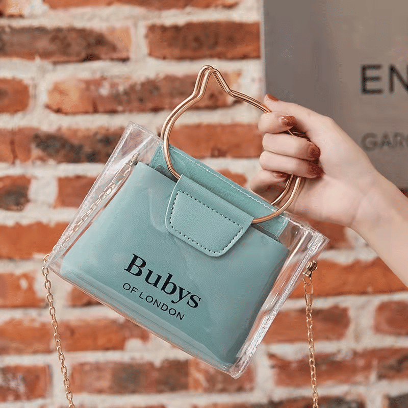 Fashionable Transparent PVC Small Sling Bag for Women with Chain Strap