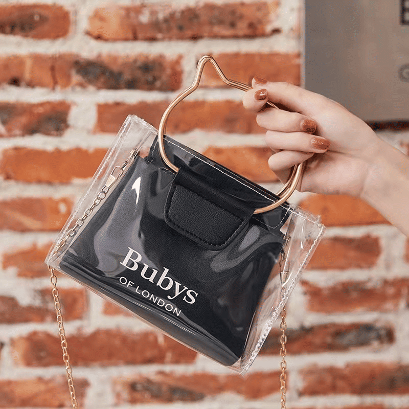 Fashionable Transparent PVC Small Sling Bag for Women with Chain Strap