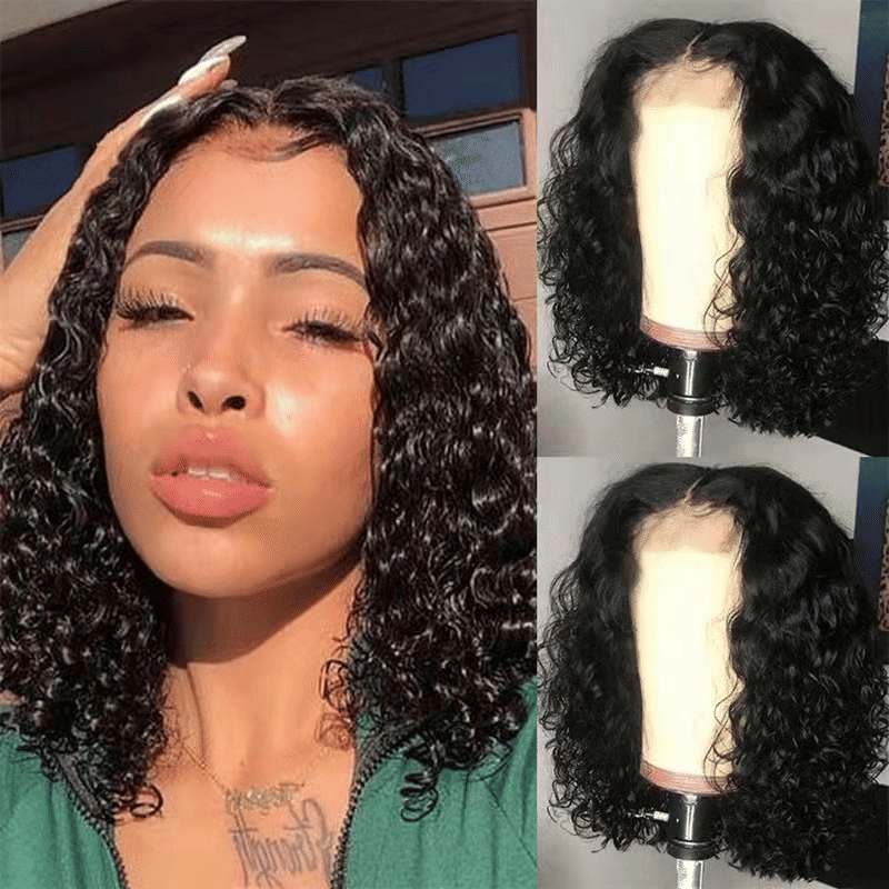 Premium Synthetic Small Curly Black Wig for Women, Natural Look Short Hair