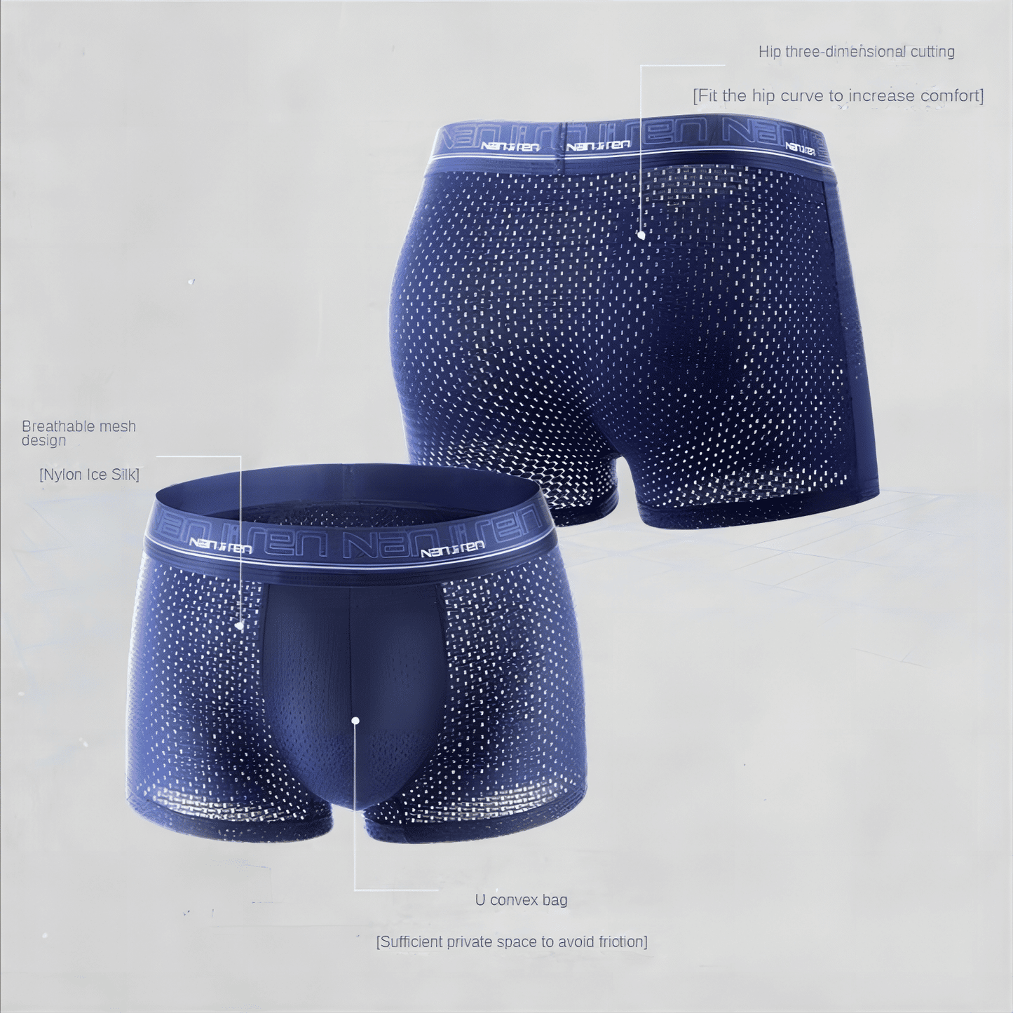 4-Pack Men's Ice Silk Boxer Briefs - Breathable Mesh Summer Underwear
