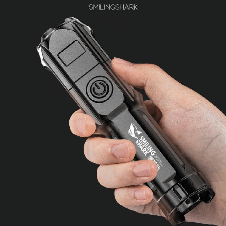 Bright LED Flashlight Rechargeable 2.7oz Portable Long-Range Outdoor Lantern Grey